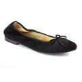 1623 - Black Suede Teens Bow Shoe