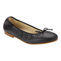 1627 - Black Leather Girls Bow Shoe