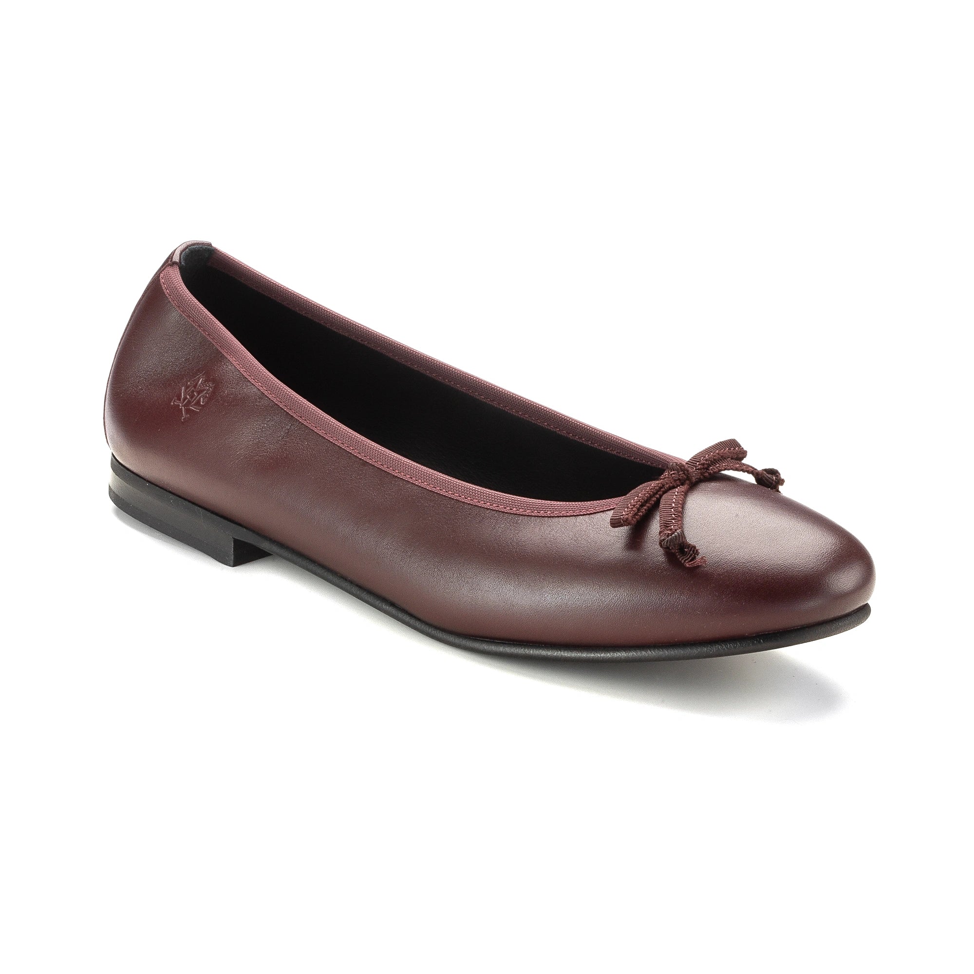 1628 - Bordo Leather Girls Dressy Bow Shoe