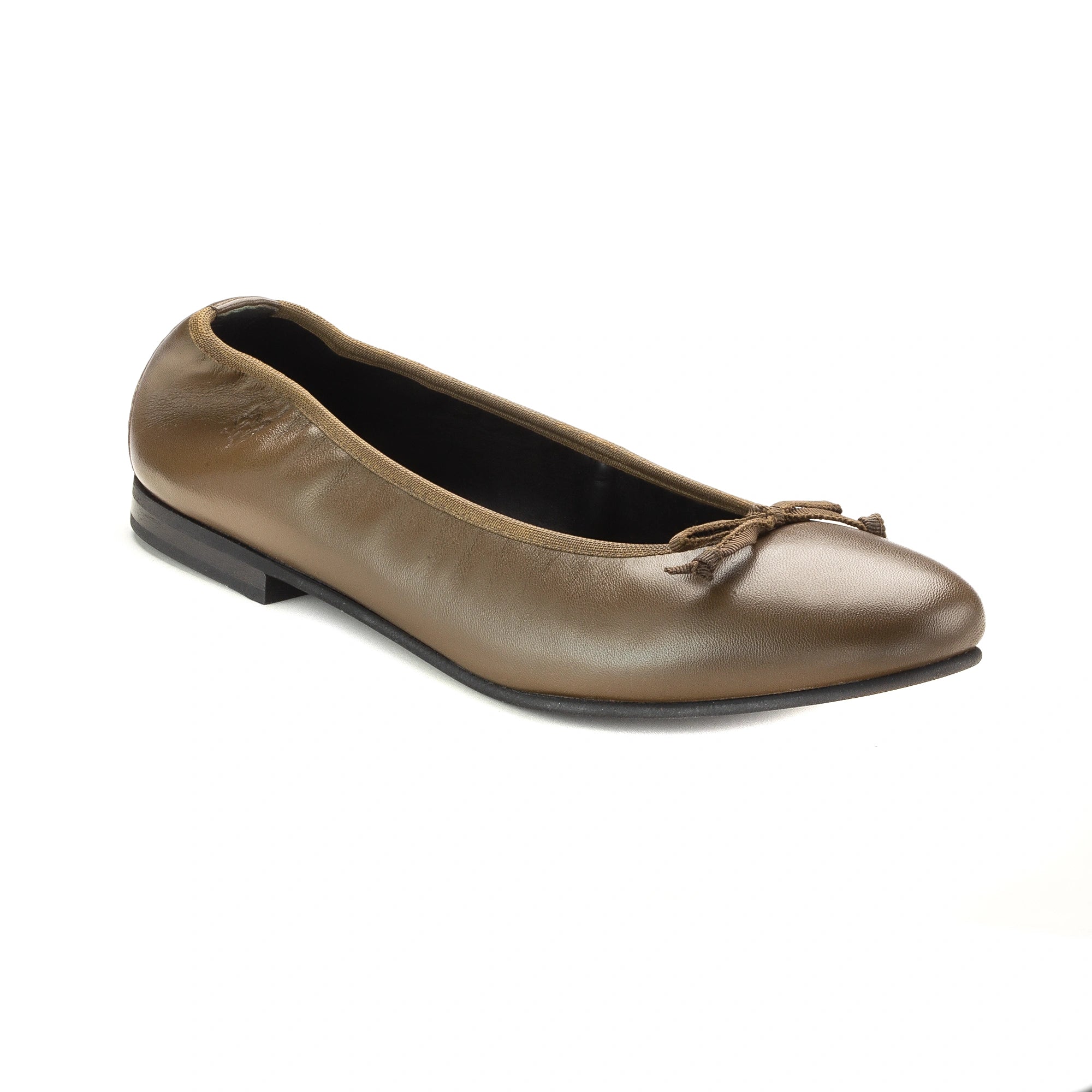 1628 - Carob Leather Girls Dressy Bow Shoe