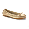 1628 - Gold Leather Girls Dressy Bow Shoe