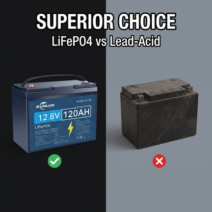 🔥Summer Sale🔥KUNLUN 12V 120Ah LiFePO4 Lithium Battery (Group 24 Size)