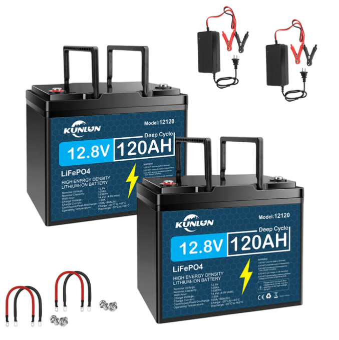 🔥Summer Sale🔥KUNLUN 12V 120Ah LiFePO4 Lithium Battery (Group 24 Size)
